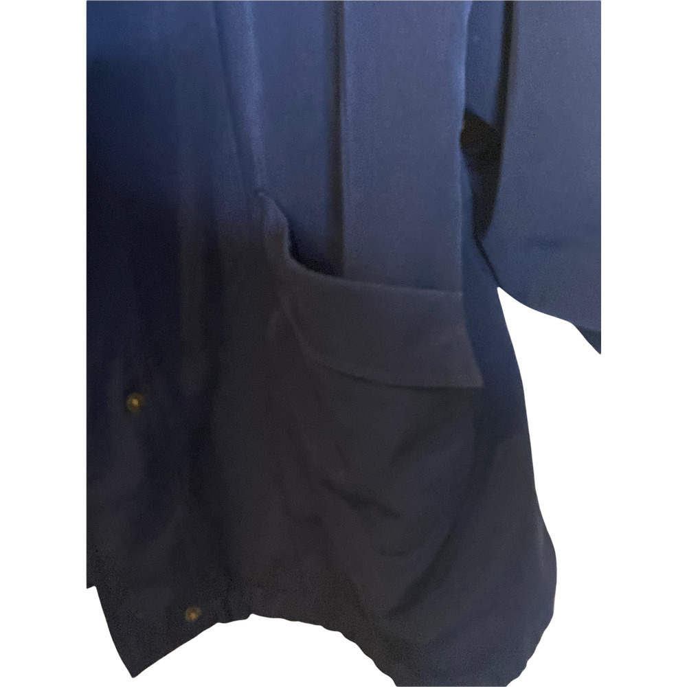 Fashion Bug Snap-Front Hooded Navy Raincoat- Size 26/28 - Picture 2 of 4
